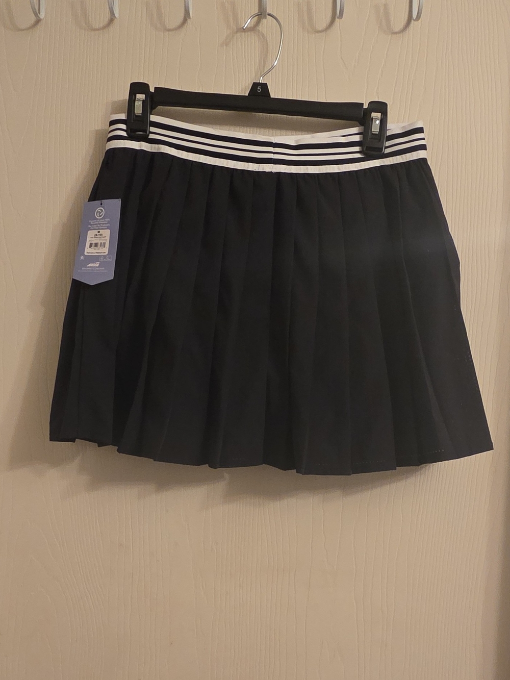 Avia Black Pleated Mini Skirt with White Striped Waistband